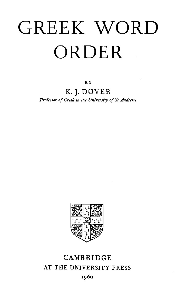 Greek Word Order